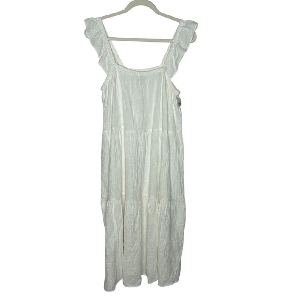 Frye & Co Gauze Textured White Tiered Sleeveless Dress. - Picture 3 of 11